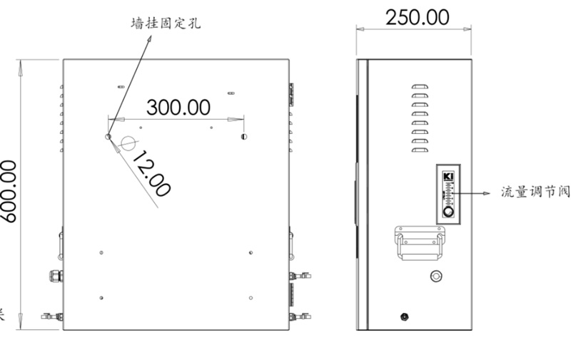 濁度PH電導(dǎo)率溫度四參數(shù)在線(xiàn)監(jiān)測(cè)儀側(cè)視圖